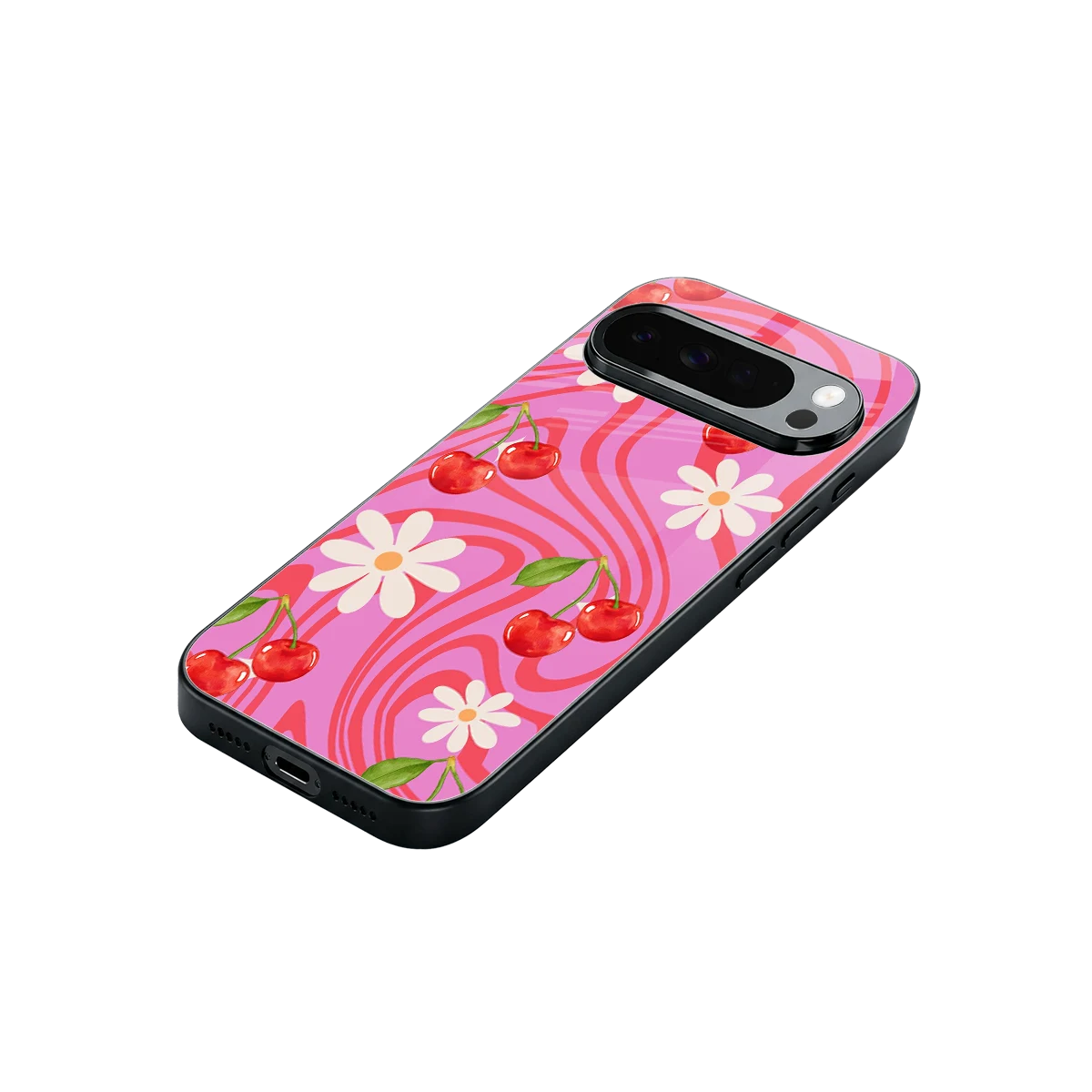 Floral Cherry stylish phone case for google pixel 10 pro xl | glossy glass and slim fit