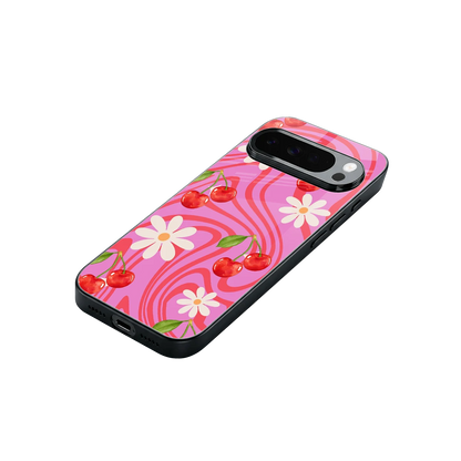 Floral Cherry stylish phone case for google pixel 10 pro xl | glossy glass and slim fit