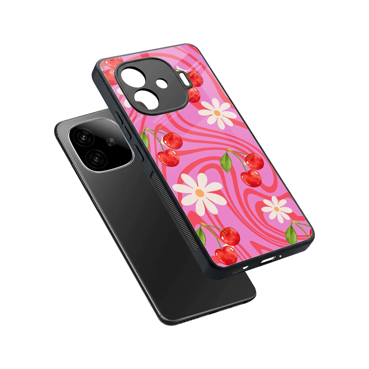 Floral Cherry sleek iqoo neo 10r 5g cover with tempered glass back and TPU edges