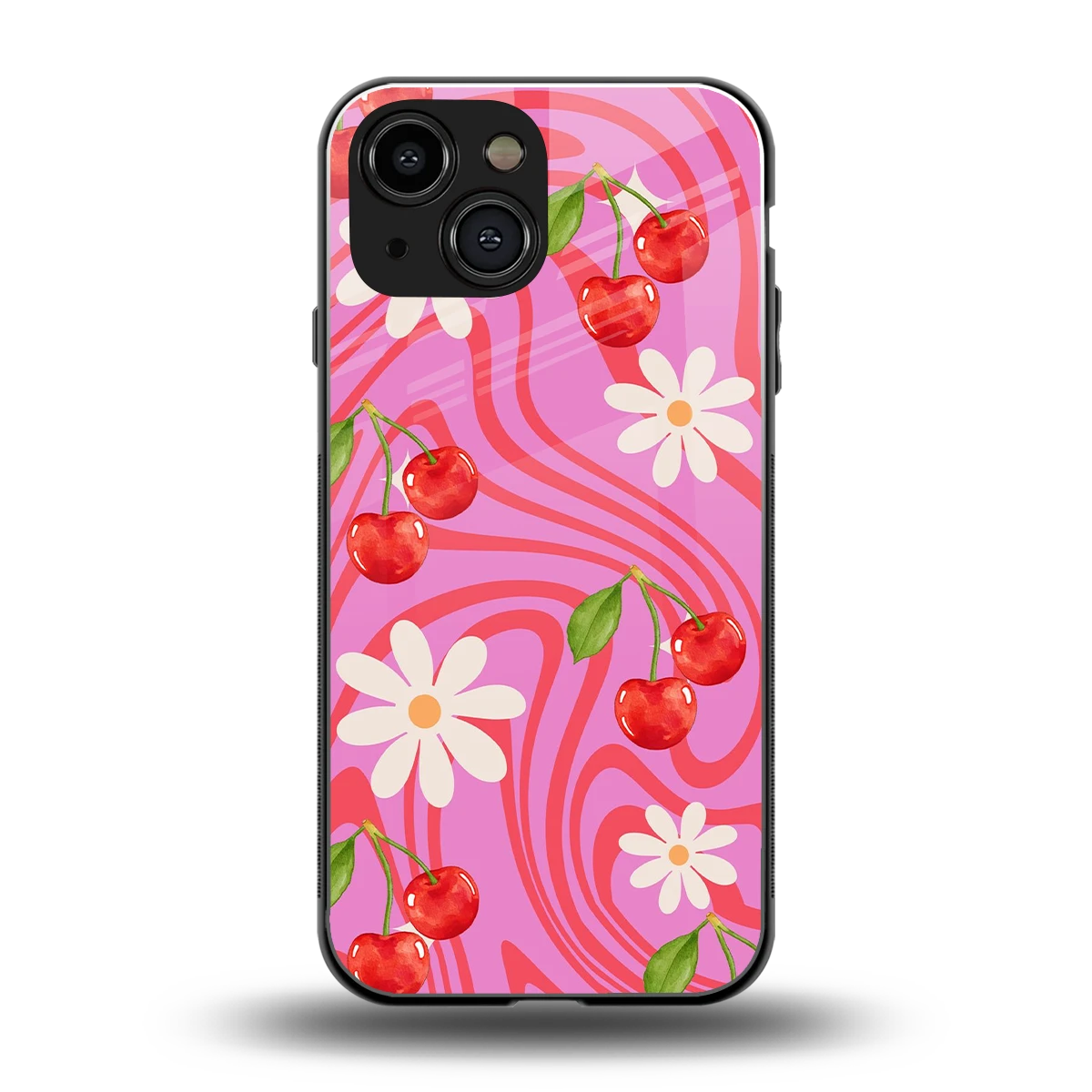 Floral Cherry back phone cover | glass case for iphone 13 mini