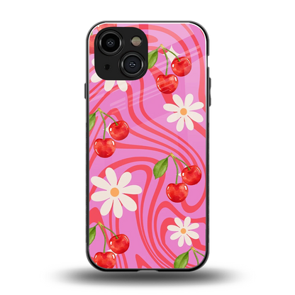 Floral Cherry back phone cover | glass case for iphone 12 mini