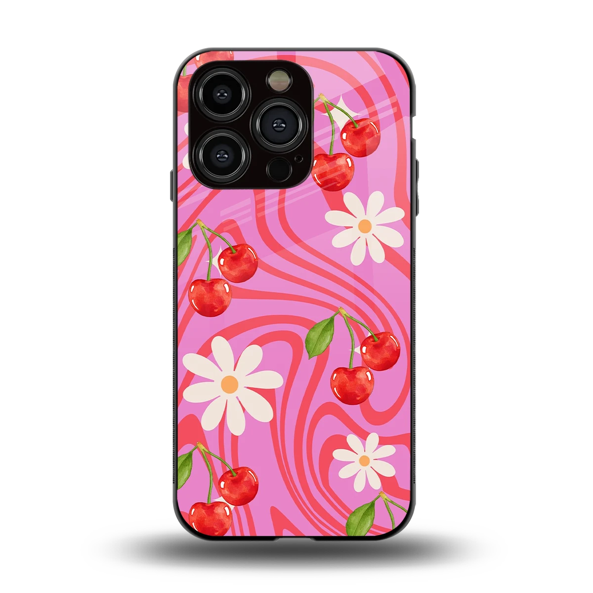 Floral Cherry back phone cover | glass case for iphone 13 pro
