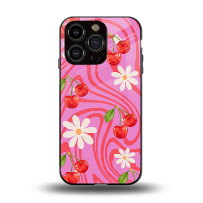 Floral Cherry back phone cover | glass case for iphone 13 pro