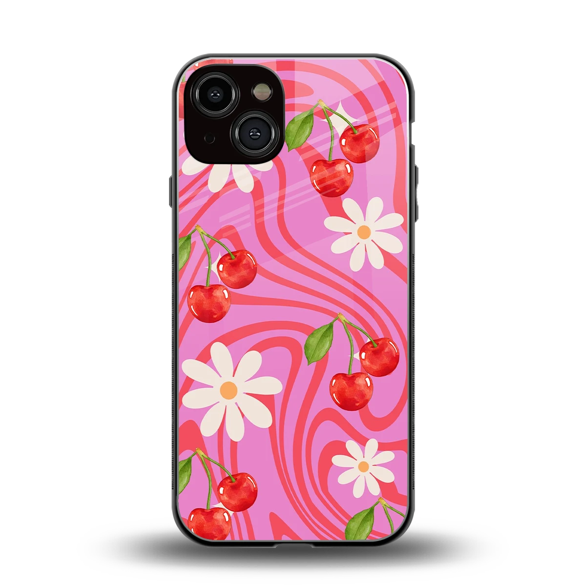 Floral Cherry back phone cover | glass case for iphone 14