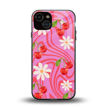 Floral Cherry back phone cover | glass case for iphone 14