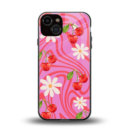 Floral Cherry back phone cover | glass case for iphone 14