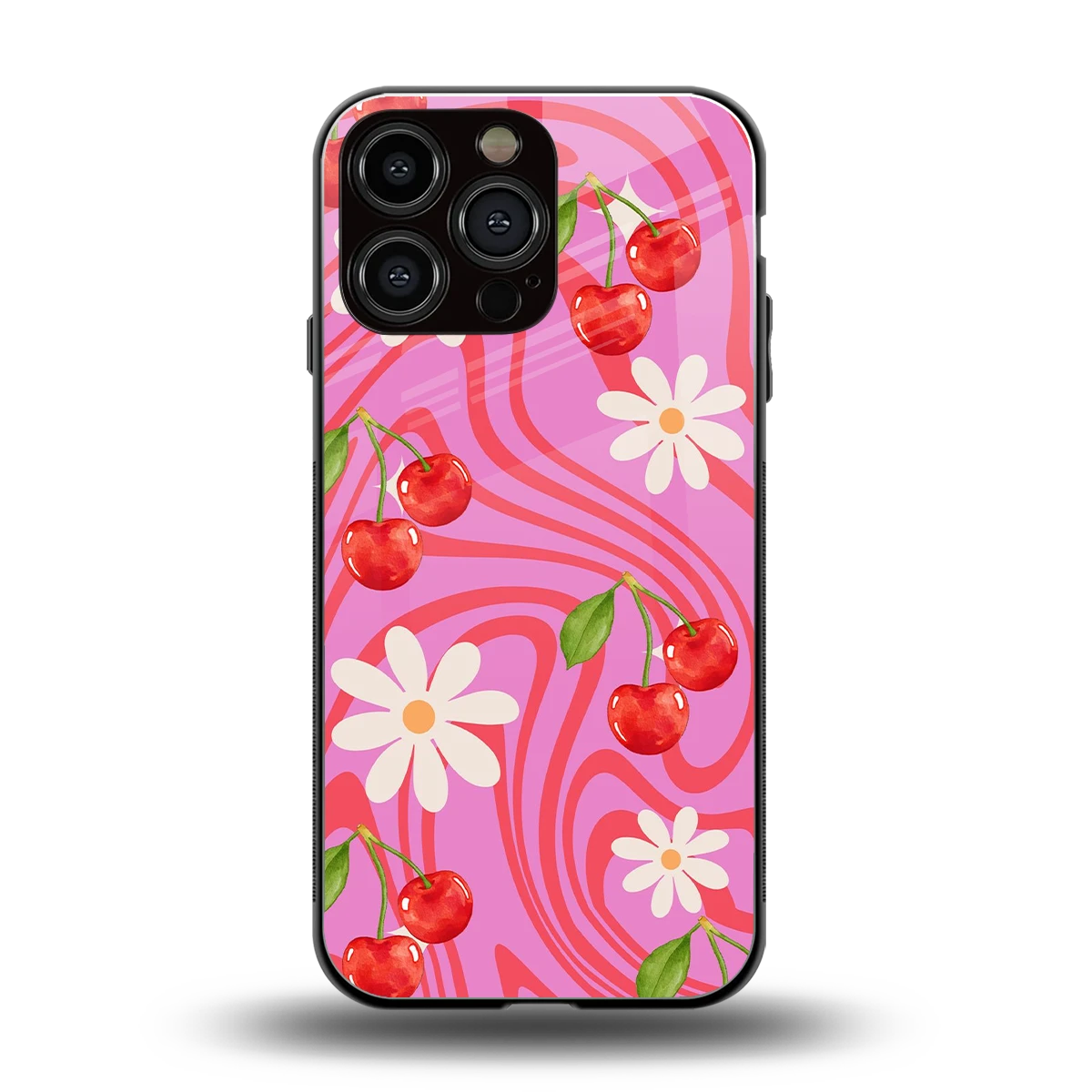 Floral Cherry back phone cover | glass case for iphone 15 pro max
