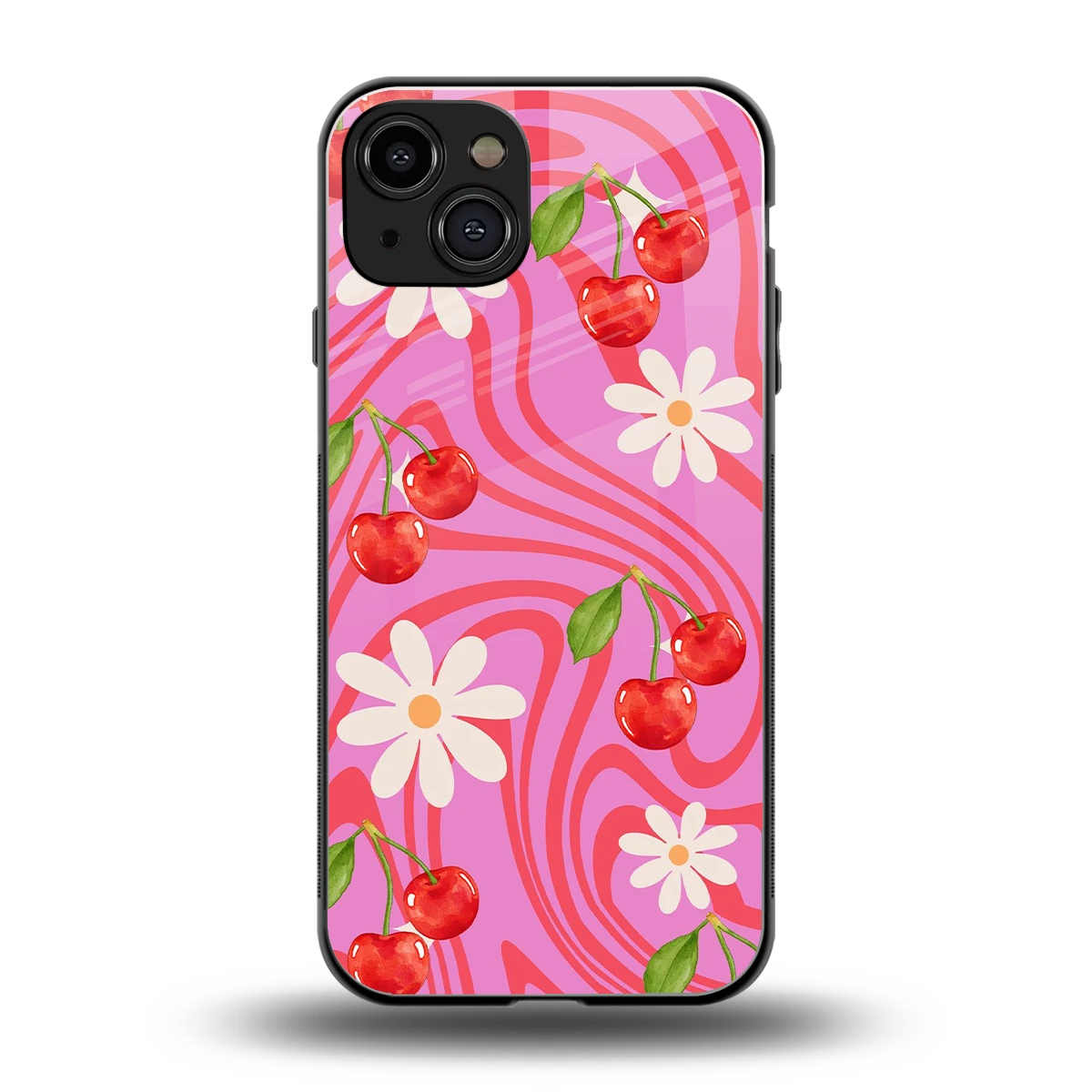 Floral Cherry back phone cover | glass case for iphone 15