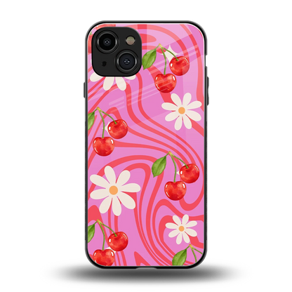 Floral Cherry back phone cover | glass case for iphone 15