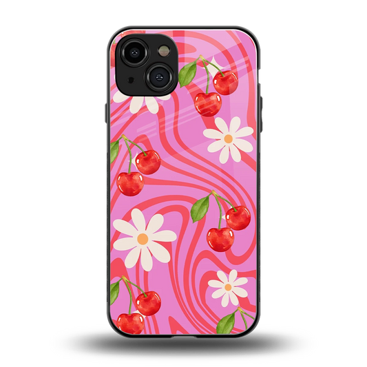 Floral Cherry back phone cover | glass case for iphone 15