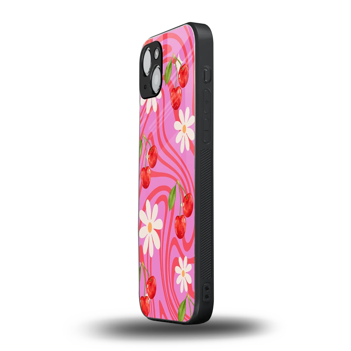 Floral Cherry iphone 15 mobile cover | shockproof glass phone case