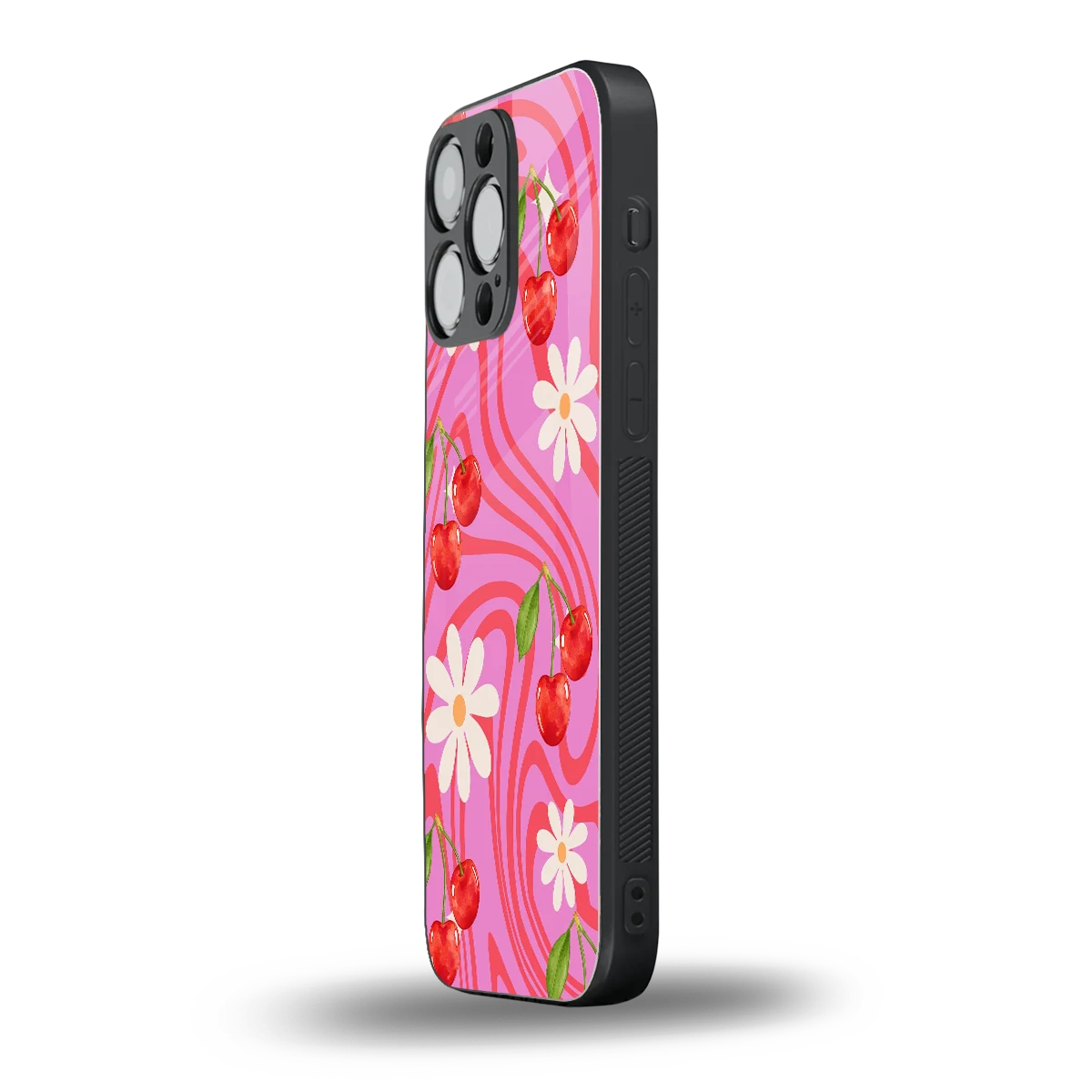 Floral Cherry iphone 16 pro max mobile cover | shockproof glass phone case