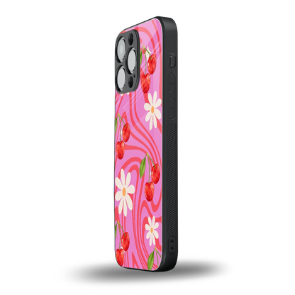Floral Cherry iphone 16 pro max mobile cover | shockproof glass phone case