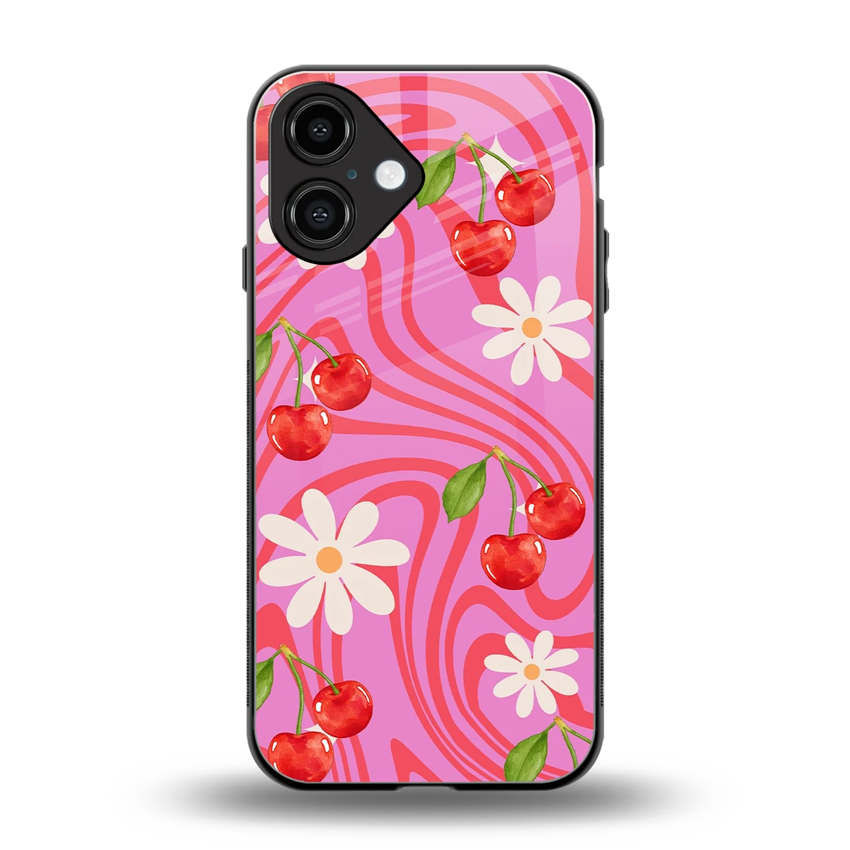 Floral Cherry back phone cover | glass case for iphone 16