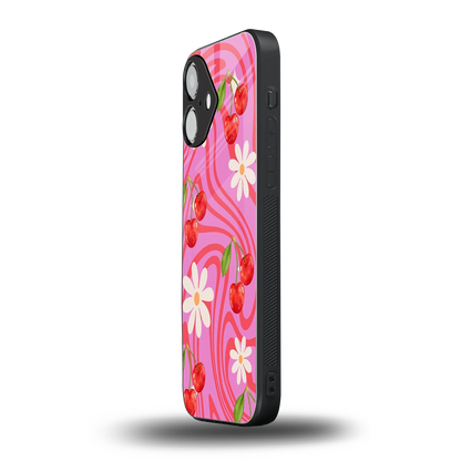 Floral Cherry iPhone 16 mobile cover | shockproof glass phone case