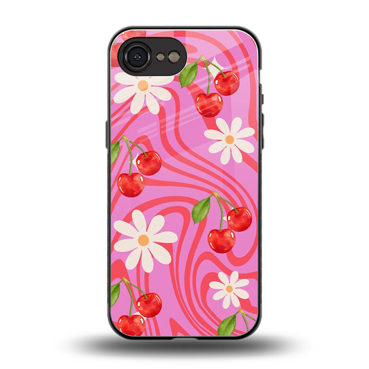 Floral Cherry back phone cover | glass case for iphone 17e