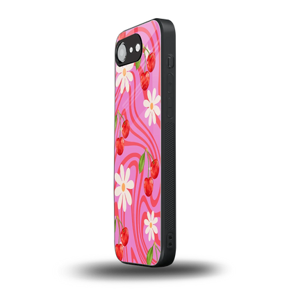 Floral Cherry iphone 16e mobile cover | shockproof glass phone case