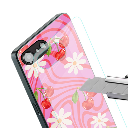 Floral Cherry stylish phone case for iphone 16e | glossy glass and slim fit