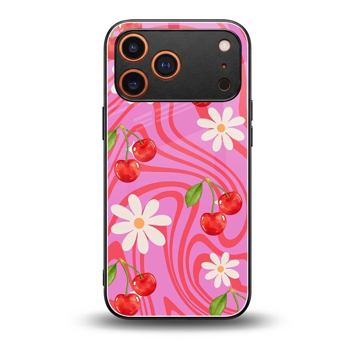 Floral Cherry back phone cover | glass case for iphone 17 pro max