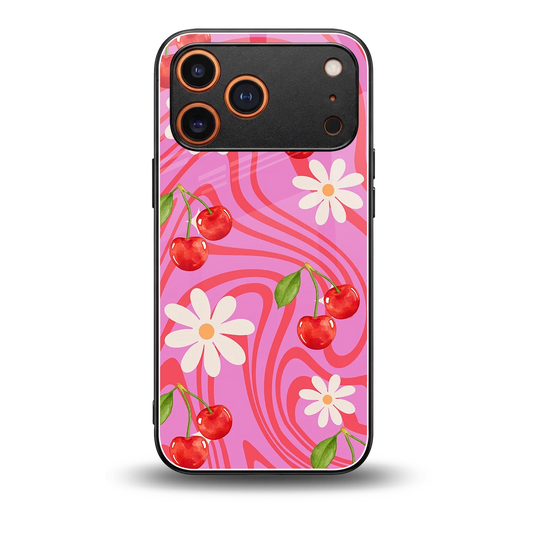 Floral Cherry back phone cover | glass case for iphone 17 pro max