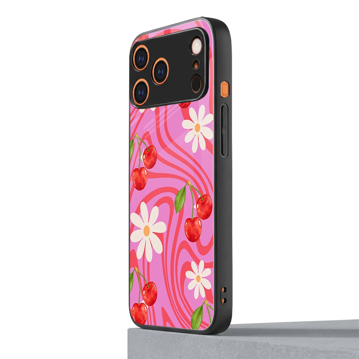 Floral Cherry iphone 17 pro max mobile cover | shockproof glass phone case