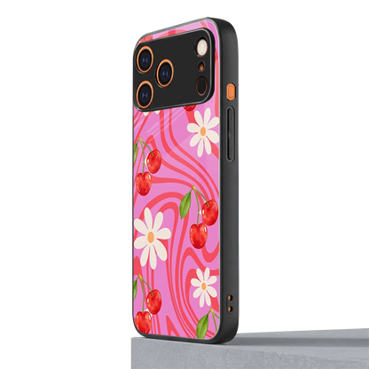 Floral Cherry iphone 17 pro max mobile cover | shockproof glass phone case