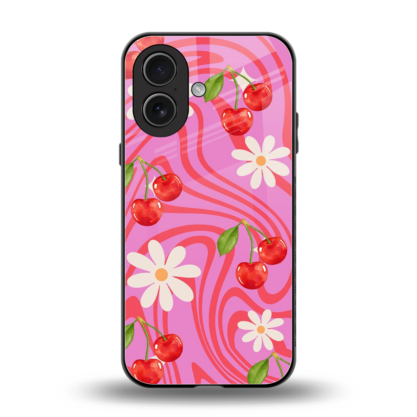 Floral Cherry back phone cover | glass case for iphone 17