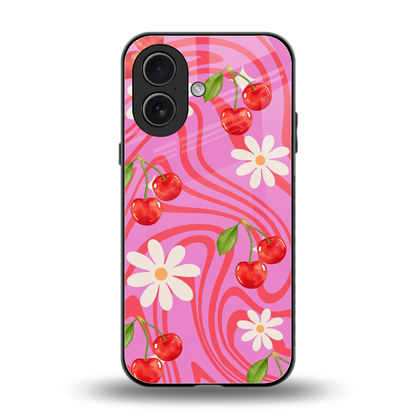 Floral Cherry back phone cover | glass case for iphone 17
