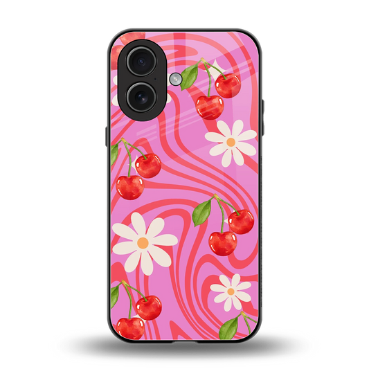 Floral Cherry back phone cover | glass case for iphone 17