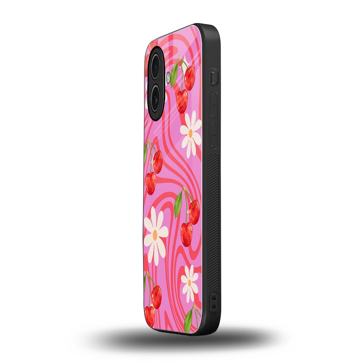 Floral Cherry iphone 17 mobile cover | shockproof glass phone case
