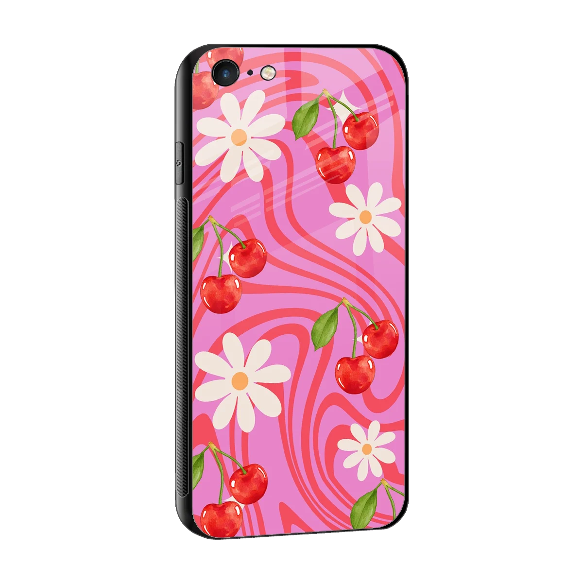 Floral Cherry sleek iphone 6 cover with tempered glass back and TPU edges