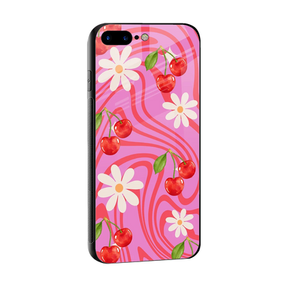 Floral Cherry sleek iphone 7 plus cover with tempered glass back and TPU edges