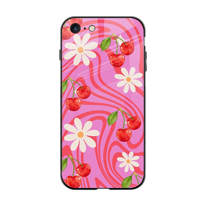 Floral Cherry back phone cover | glass case for iphone 7