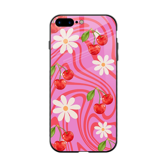 Floral Cherry back phone cover | glass case for iphone 7 plus