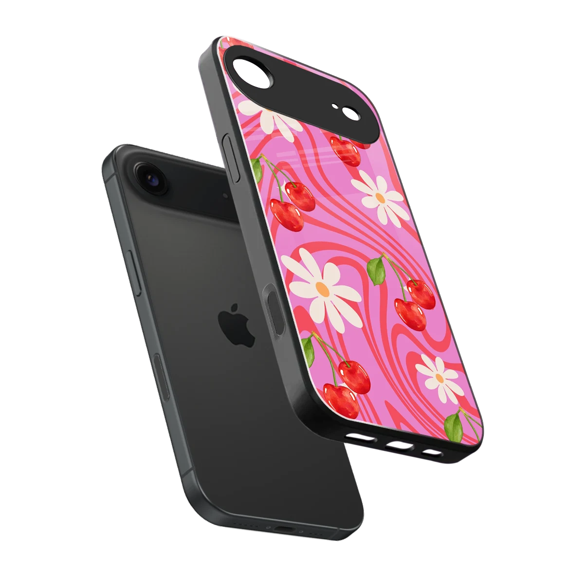 Floral Cherry sleek iphone air cover with tempered glass back and TPU edges
