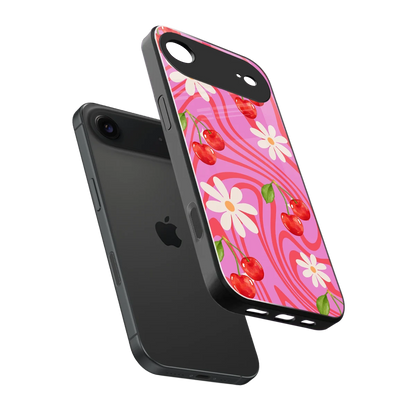 Floral Cherry sleek iphone air cover with tempered glass back and TPU edges