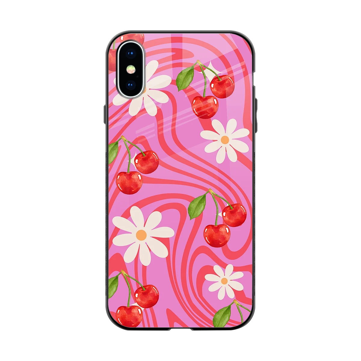 Floral Cherry back phone cover | glass case for iphone xs