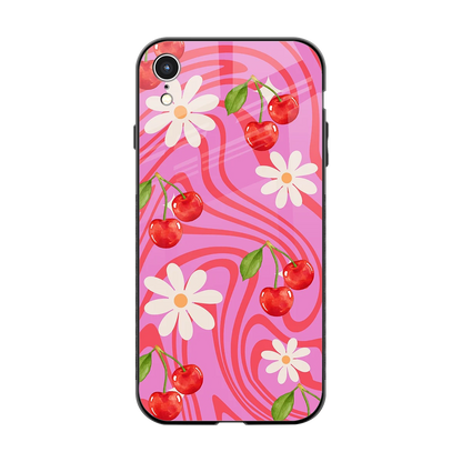 Floral Cherry back phone cover | glass case for iphone xr