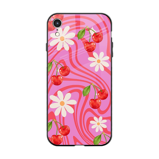 Floral Cherry back phone cover | glass case for iphone xr