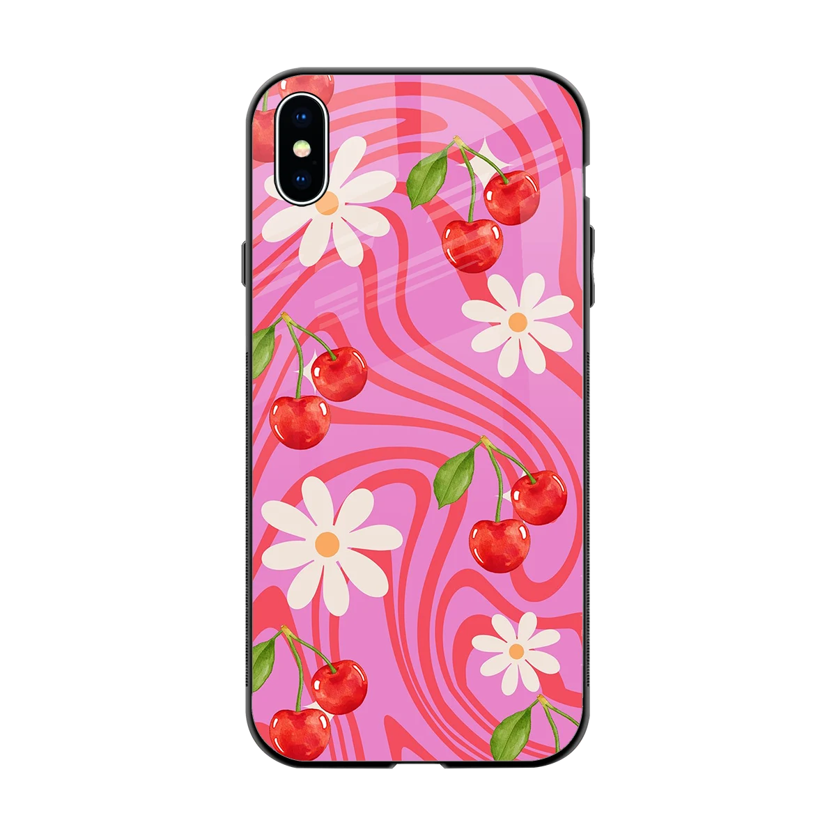 Floral Cherry back phone cover | glass case for iphone xs max