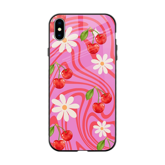 Floral Cherry back phone cover | glass case for iphone xs max
