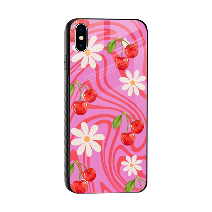 Floral Cherry sleek iphone xs max cover with tempered glass back and TPU edges