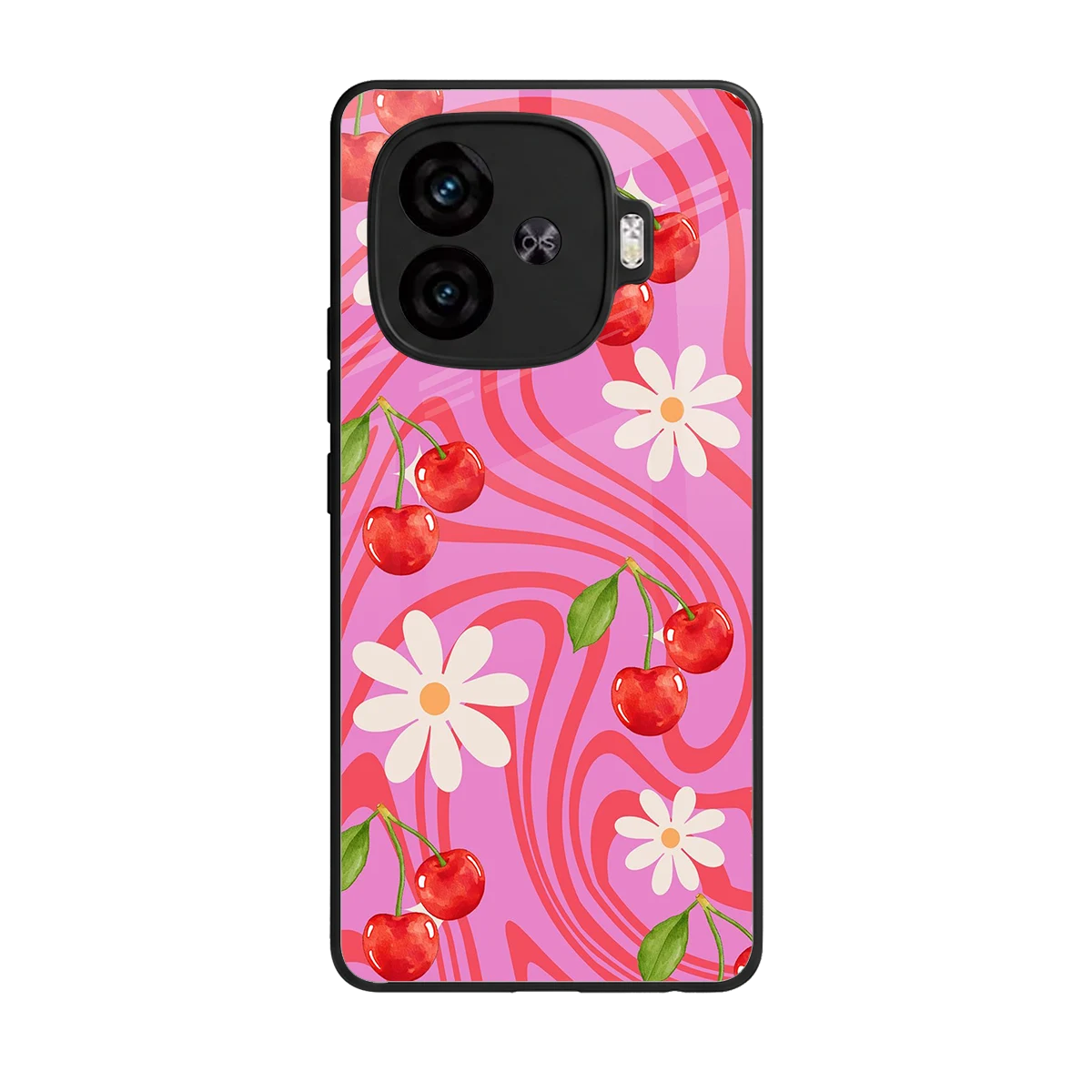 Floral Cherry back phone cover | glass case for iqoo neo 10r 5g