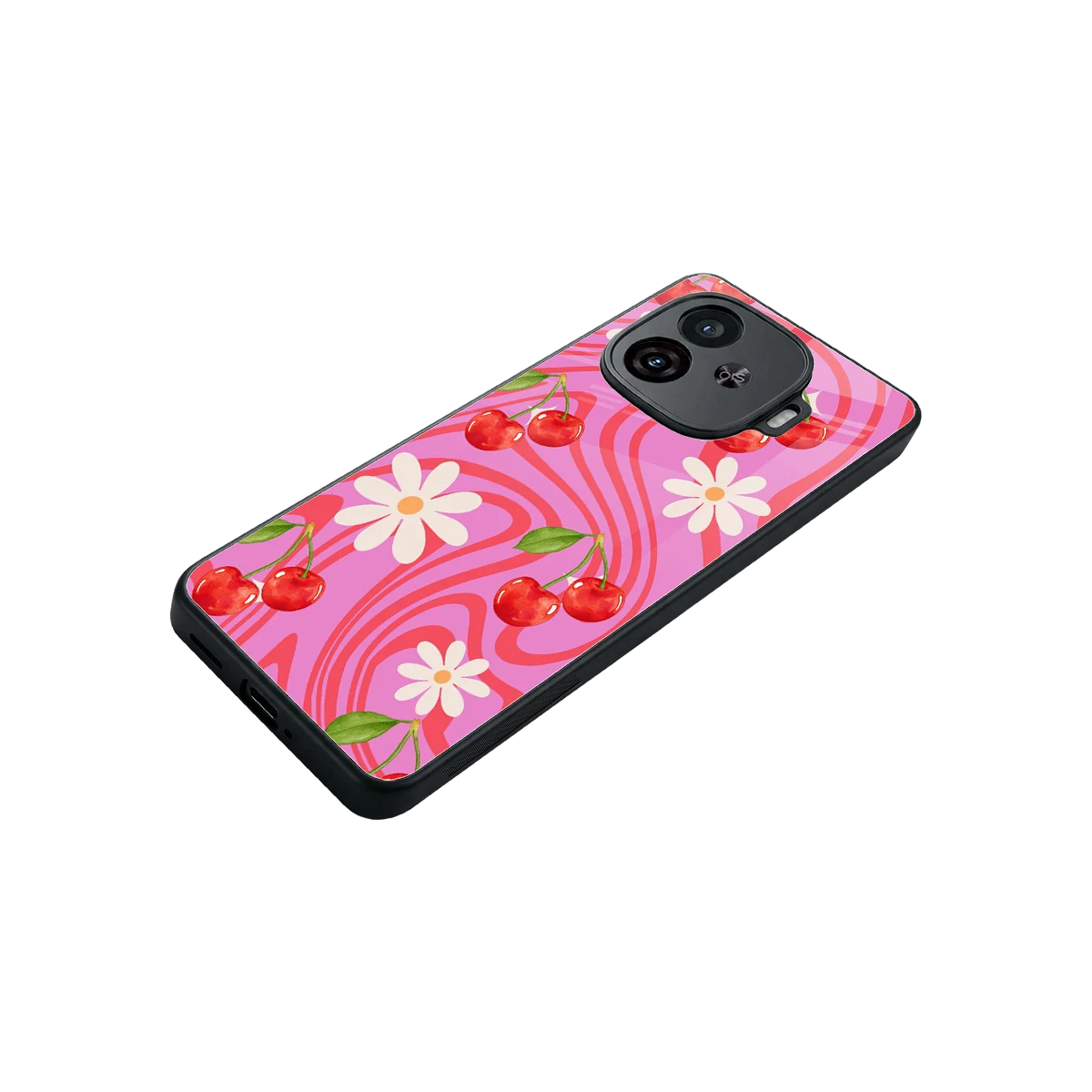 Floral Cherry stylish phone case for iqoo neo 10r 5g | glossy glass and slim fit
