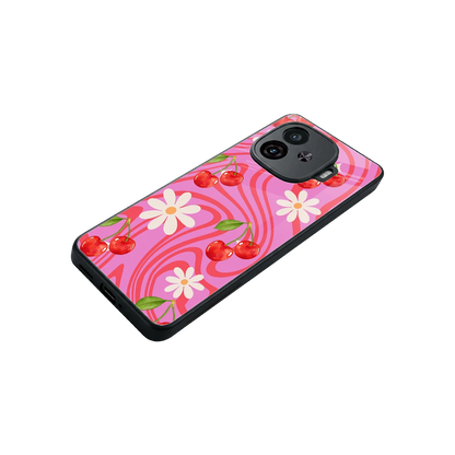 Floral Cherry stylish phone case for iqoo neo 10r 5g | glossy glass and slim fit