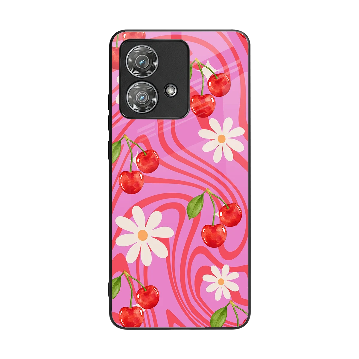 Floral Cherry back phone cover | glass case for motorola edge 40 neo 5g