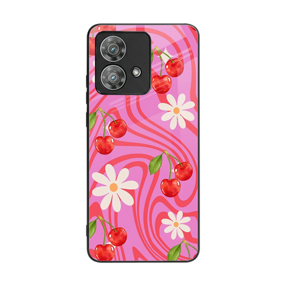 Floral Cherry back phone cover | glass case for motorola edge 40 neo 5g