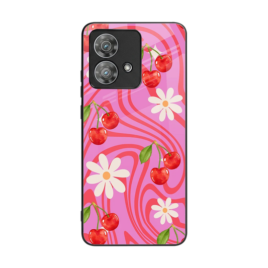 Floral Cherry back phone cover | glass case for motorola edge 40 neo 5g