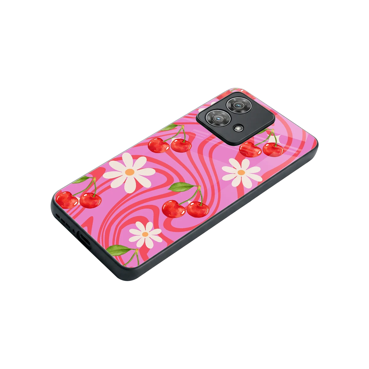 Floral Cherry stylish phone case for motorola edge 40 neo 5g | glossy glass and slim fit