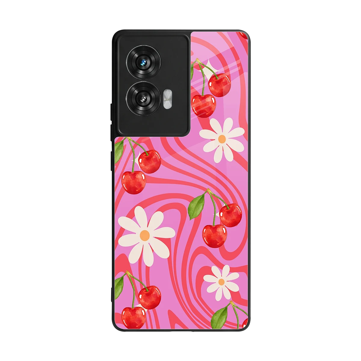 Floral Cherry back phone cover | glass case for motorola edge 50 fusion